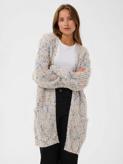 KAFFE Eira Fleck Open Neck Cardigan, Grey/Multi, Grey/Multi