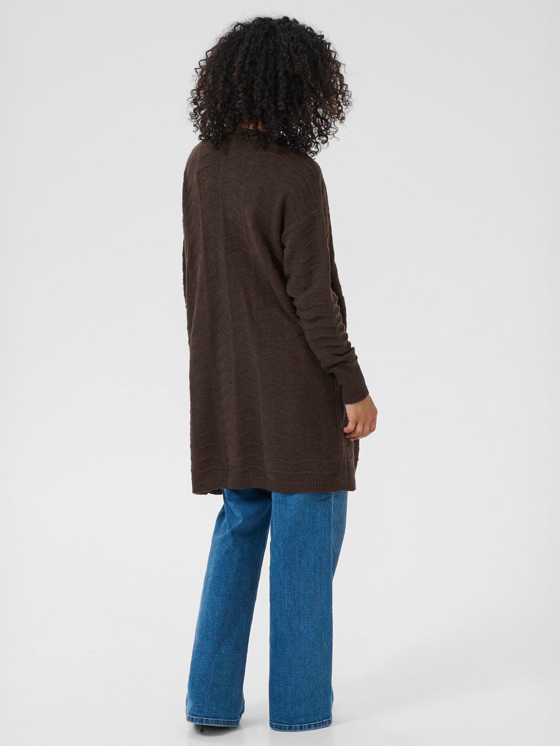 Product image 2 of 6, which shows KAFFE Emria Knit Cardigan, Black Coffee, XS
