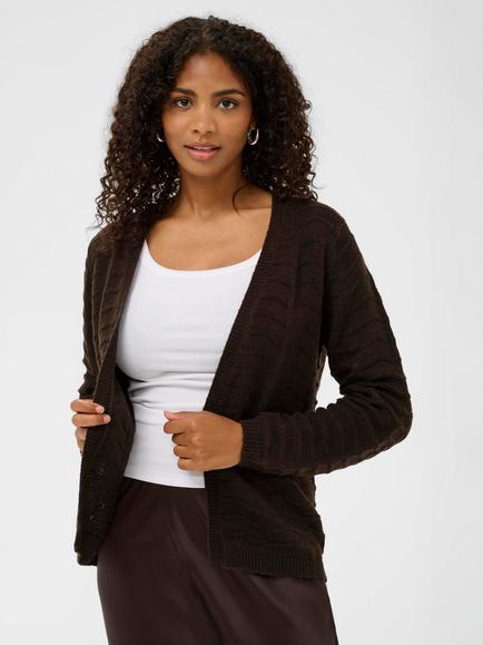 KAFFE Emria Open Neck Cardigan, Black Coffee