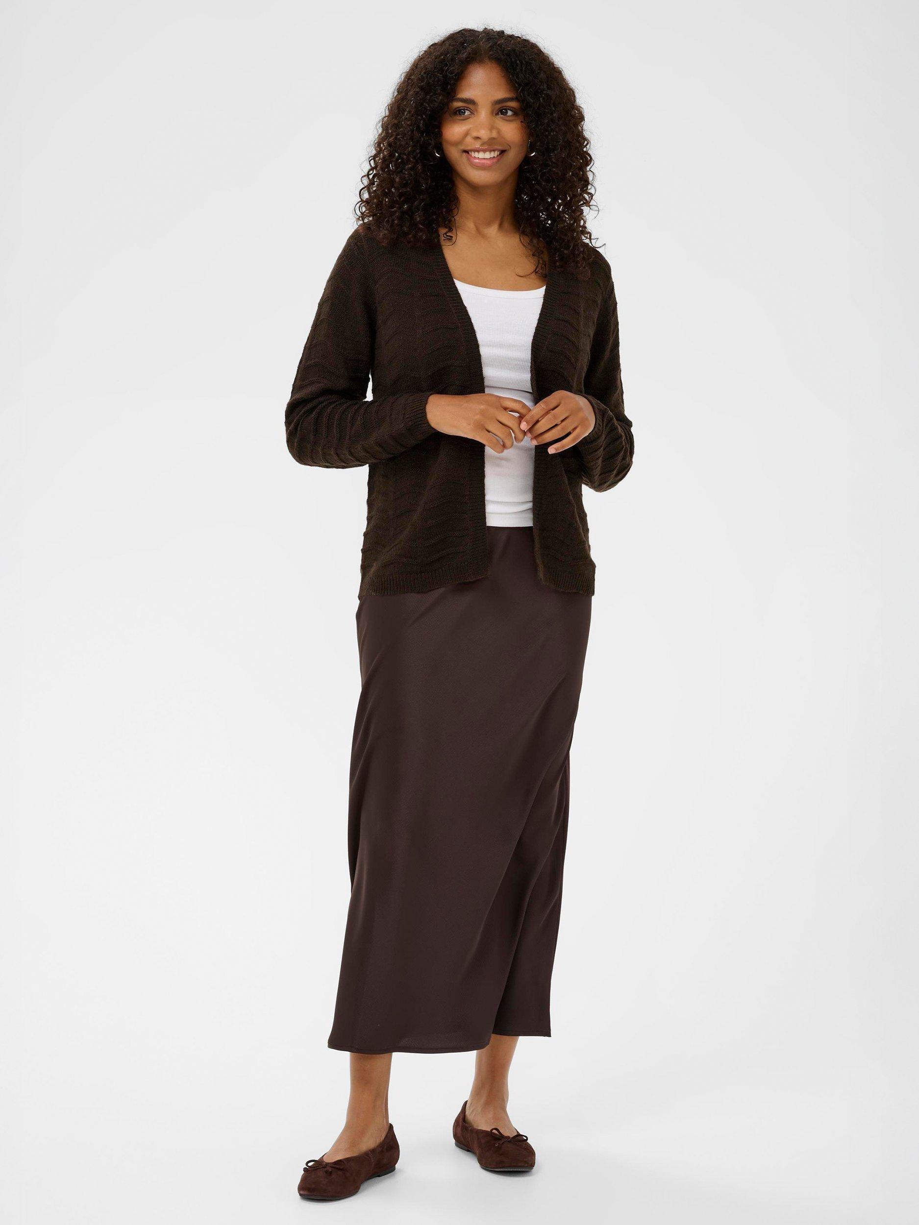 Product image 3 of 6, which shows KAFFE Emria Open Neck Cardigan, Black Coffee, XS