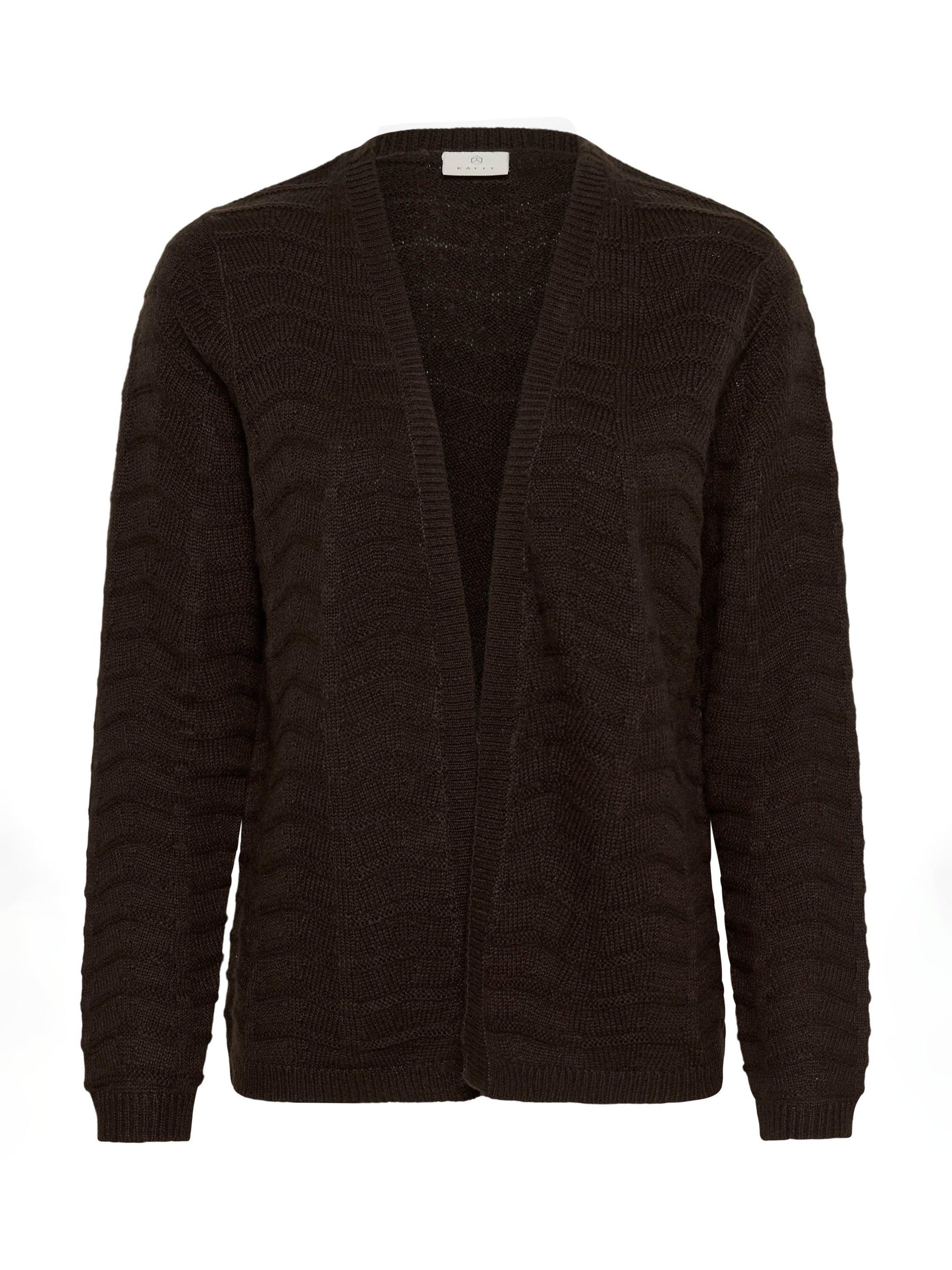Product image 5 of 6, which shows KAFFE Emria Open Neck Cardigan, Black Coffee, XS