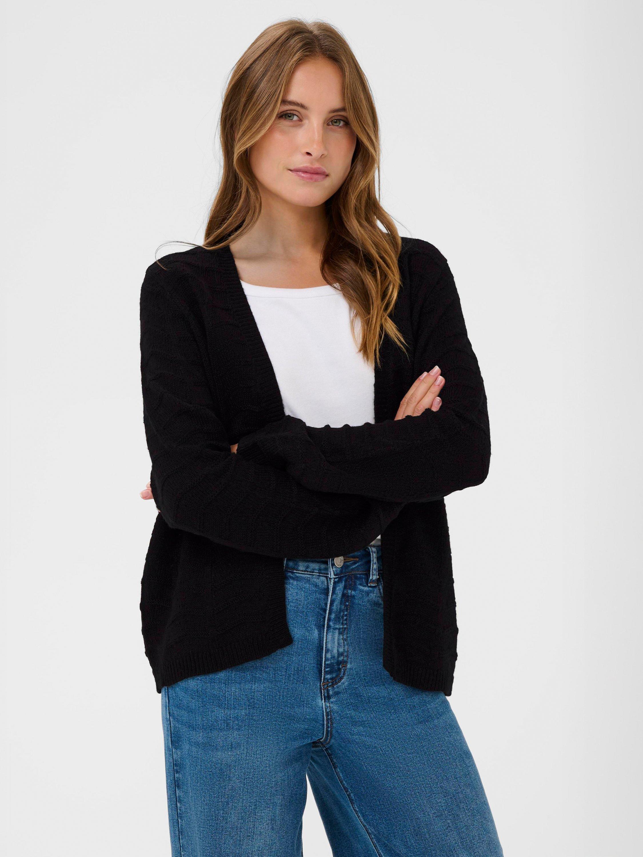 Product image 1 of 5, which shows KAFFE Emria Open Neck Cardigan, Black Deep, XS
