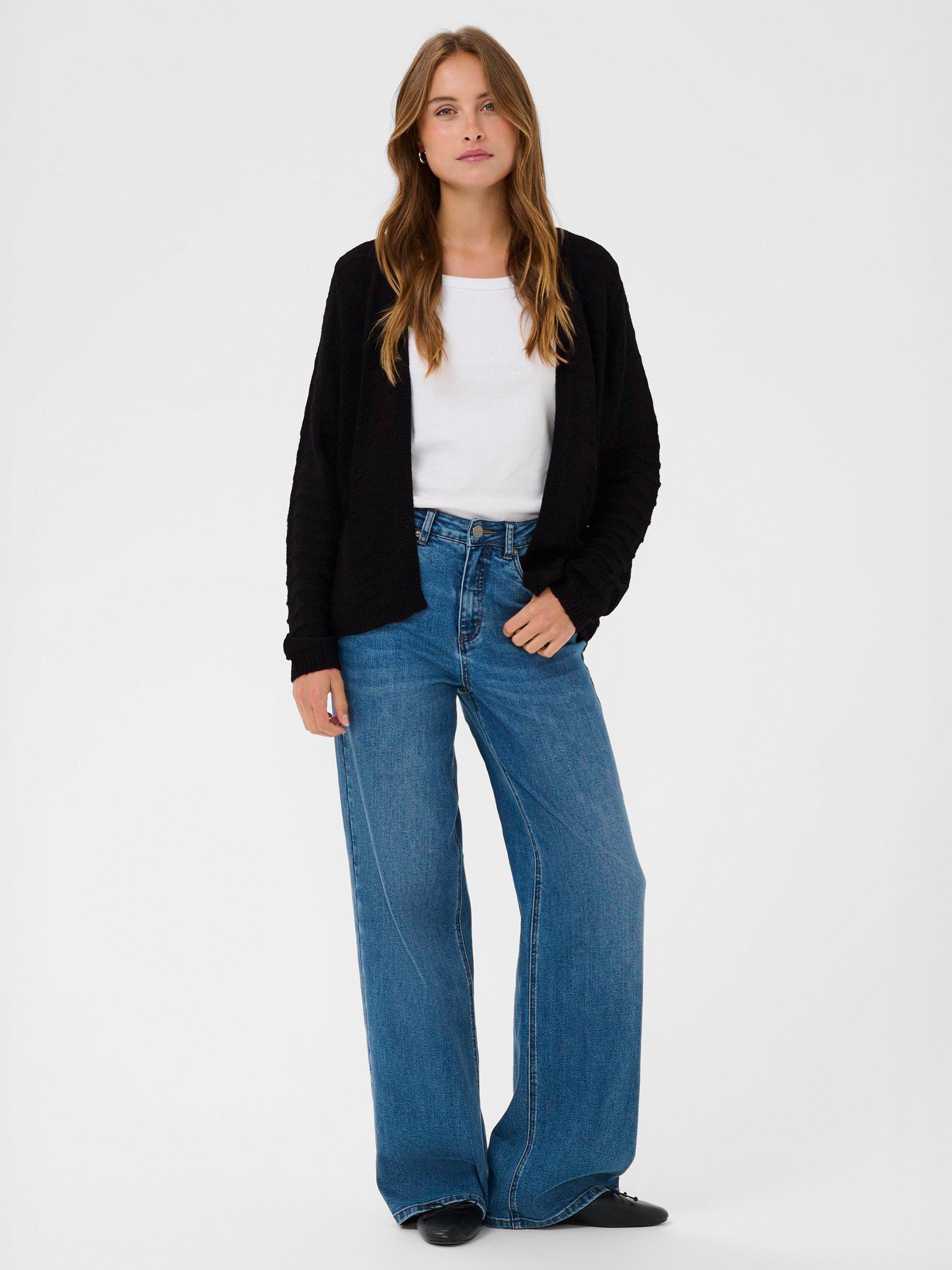 Product image 2 of 5, which shows KAFFE Emria Open Neck Cardigan, Black Deep, XS