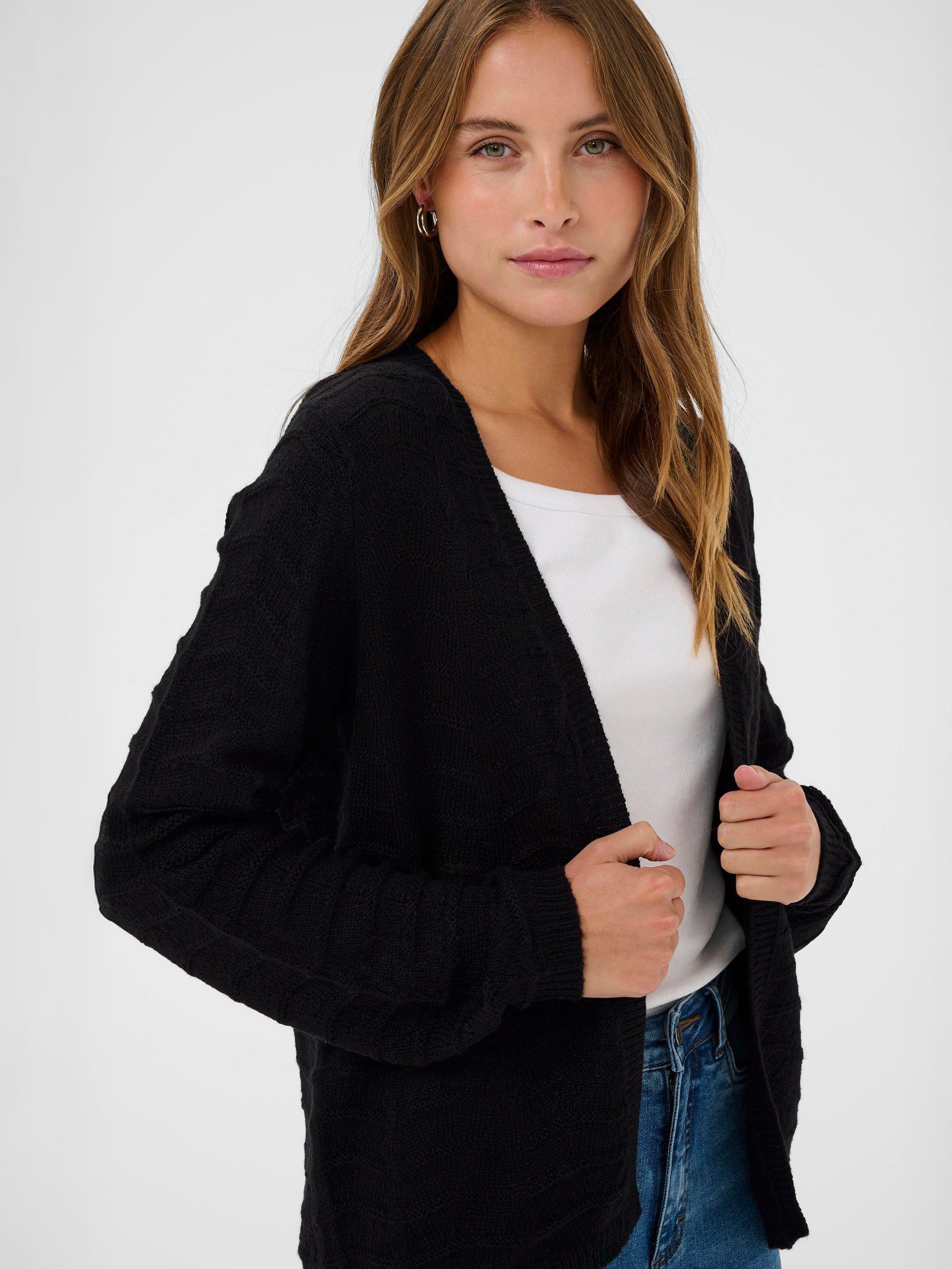 Product image 3 of 5, which shows KAFFE Emria Open Neck Cardigan, Black Deep, XS