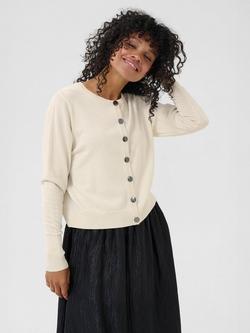 KAFFE Regina Round Neck Cardigan, Sand Dollar