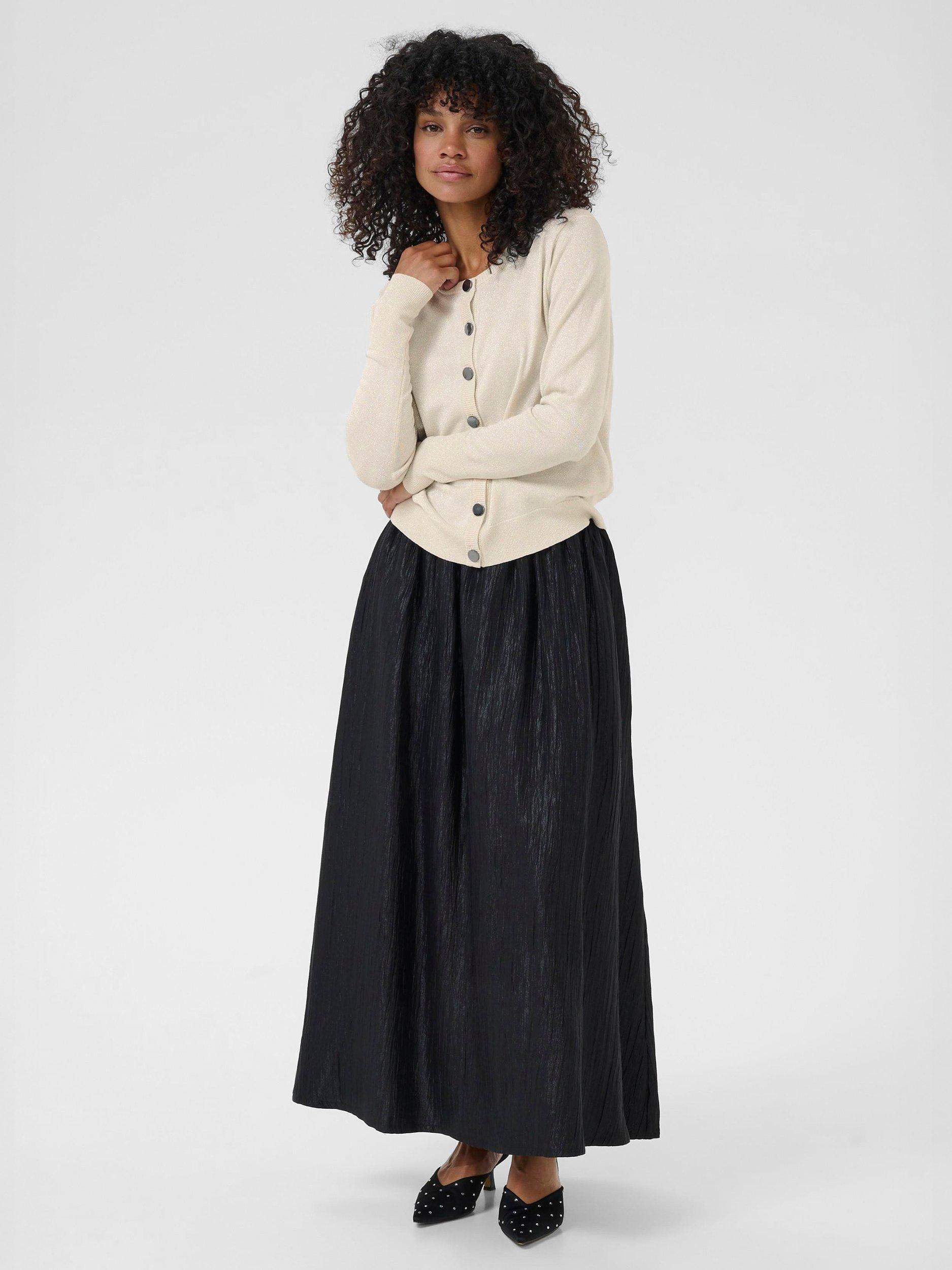 Product image 3 of 6, which shows KAFFE Regina Round Neck Cardigan, Sand Dollar, XS