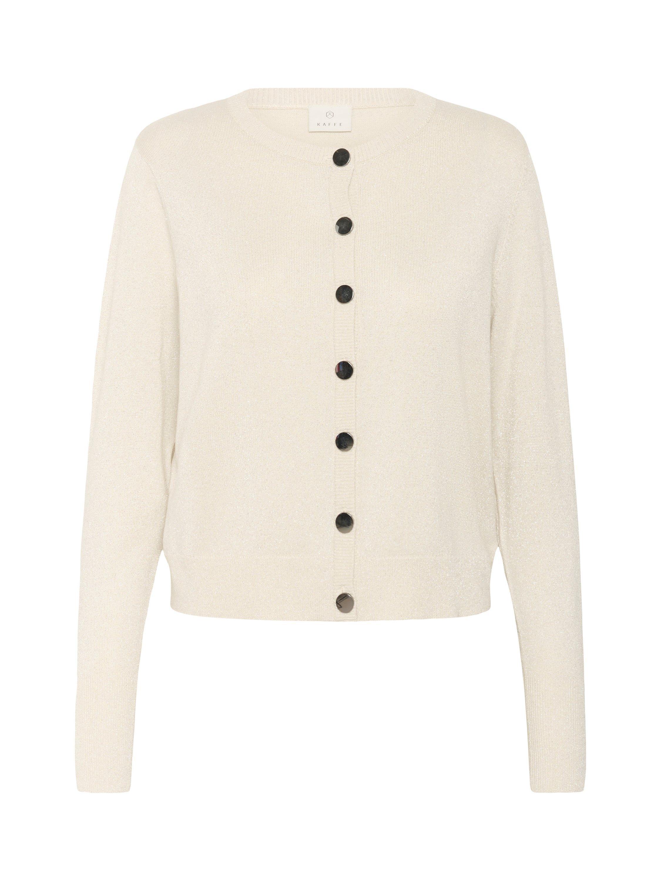 Product image 5 of 6, which shows KAFFE Regina Round Neck Cardigan, Sand Dollar, XS
