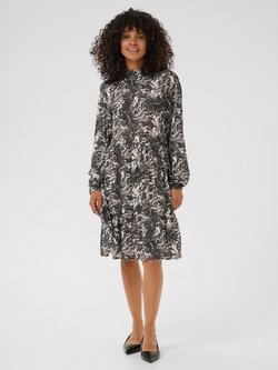 KAFFE Linda Amber A-line Knee Length Dress, Black/Grey