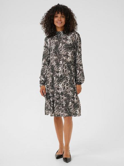 KAFFE Linda Amber A-line Knee Length Dress, Black/Grey