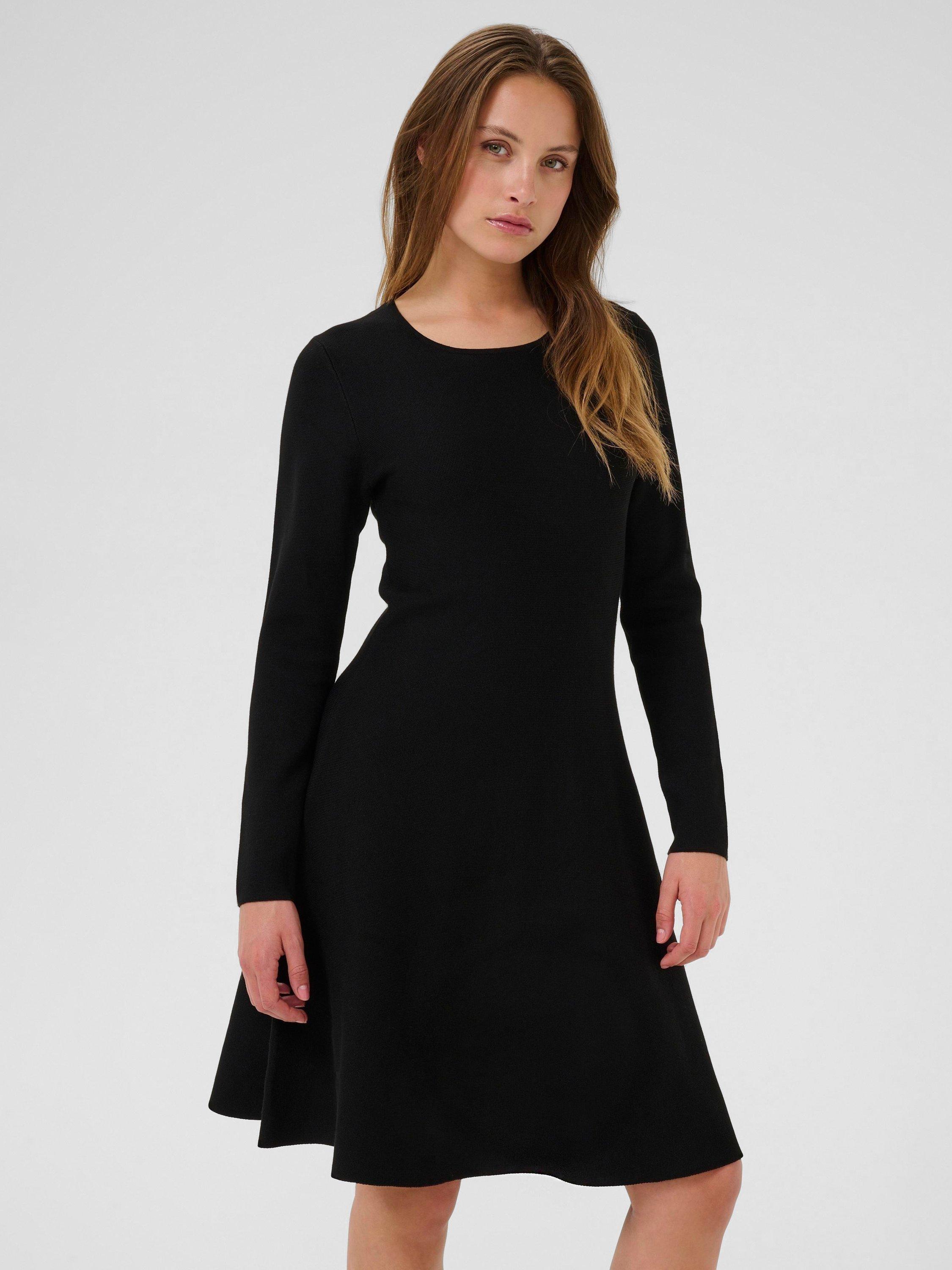 Product image 1 of 6, which shows KAFFE KAmalina Round Neck Midi Dress, Black, XS
