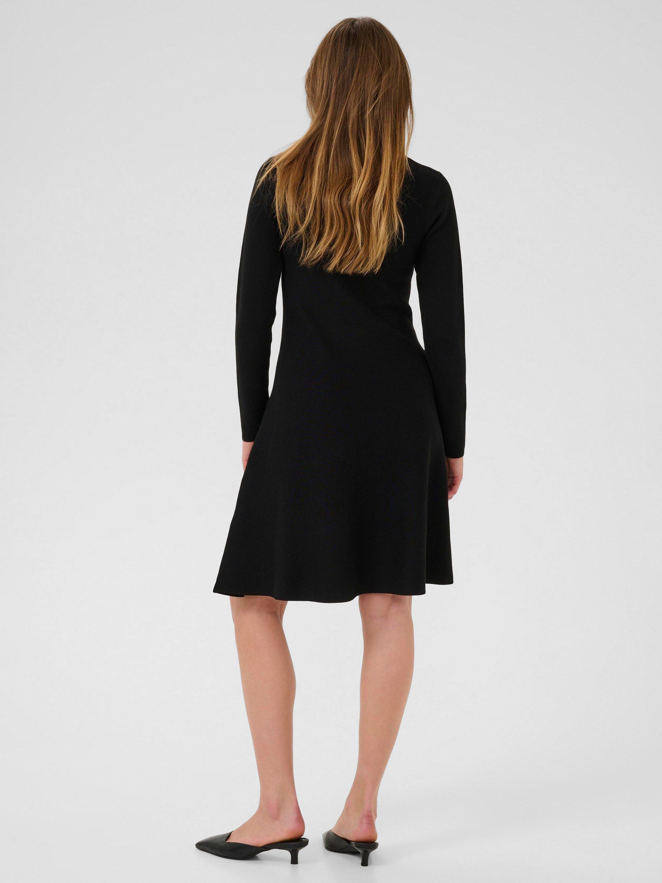 Product image 2 of 6, which shows KAFFE KAmalina Round Neck Midi Dress, Black, XS