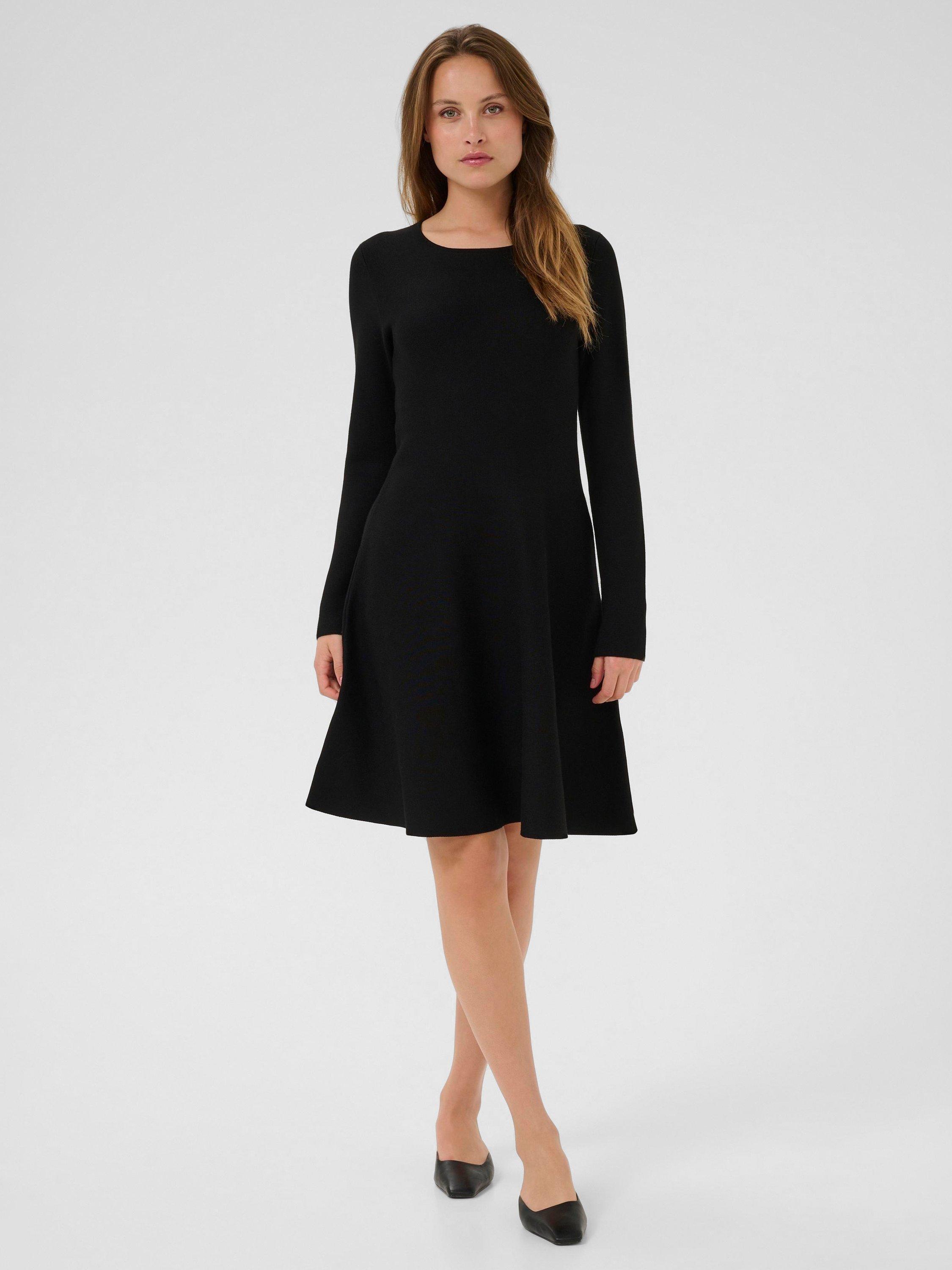 Product image 3 of 6, which shows KAFFE KAmalina Round Neck Midi Dress, Black, XS