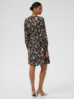 KAFFE Mille Animal Print V Neck Midi Dress - view 2, Black/Brown