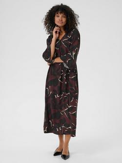 KAFFE Mille Patterned Midi Dress, Windsor Wine/Black