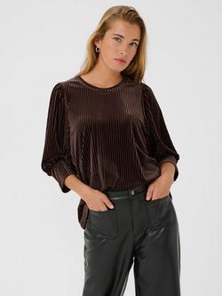 KAFFE Caca 3/4 Sleeve Relaxed Fit Blouse, Black Coffee
