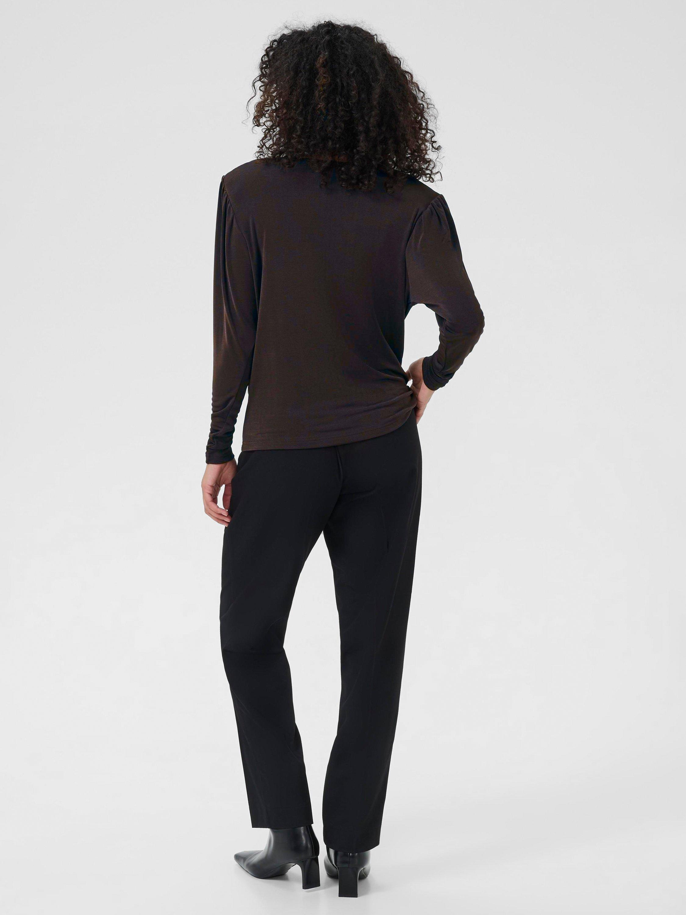 Product image 2 of 6, which shows KAFFE KAgina Cowl Neck Jersey Top, Dark Coffee, M