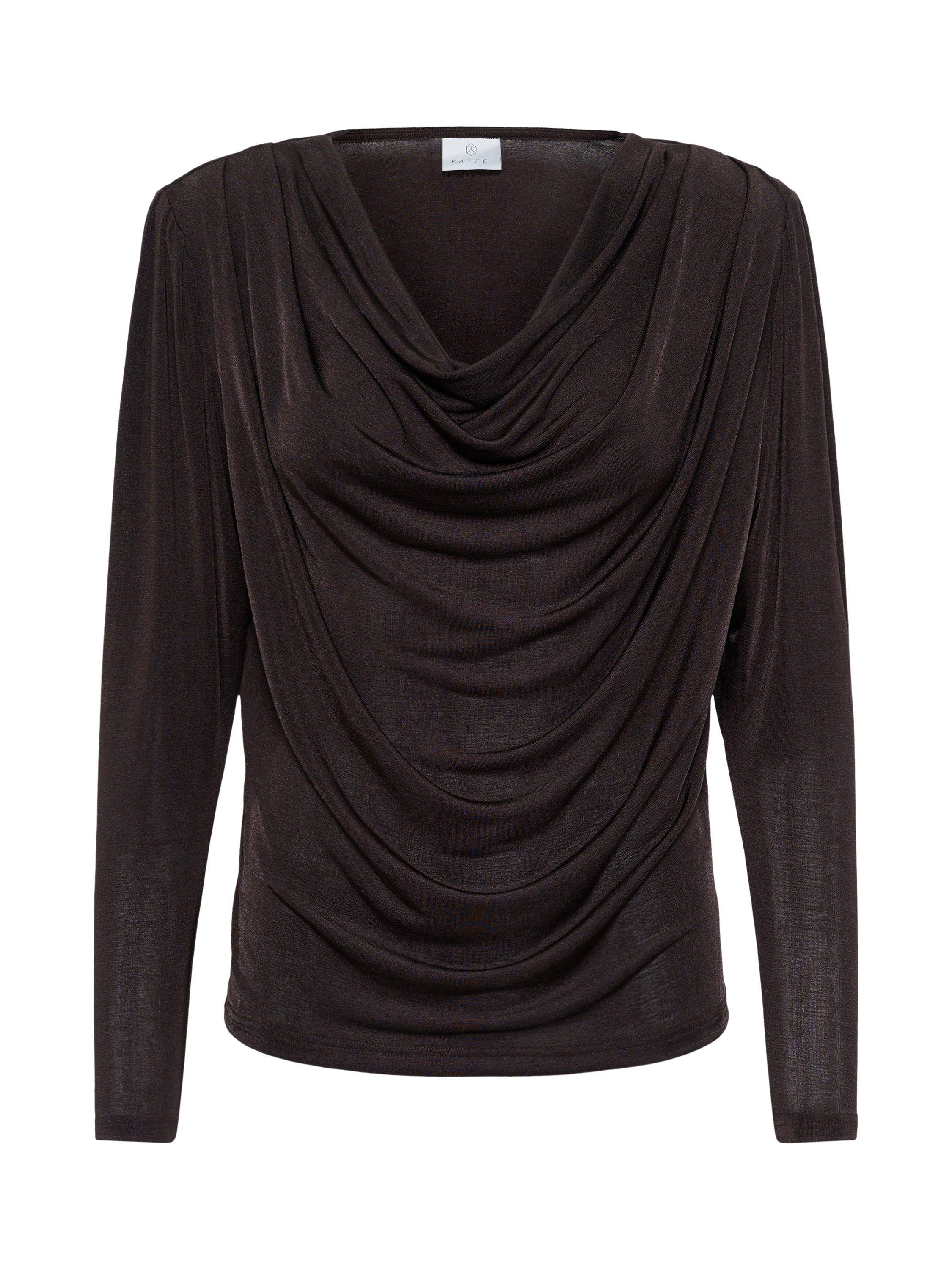 Product image 5 of 6, which shows KAFFE KAgina Cowl Neck Jersey Top, Dark Coffee, M