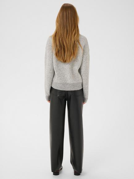 KAFFE Bitzy Chevron Stripe Jumper, Grey/Chalk - view 2, Grey/Chalk