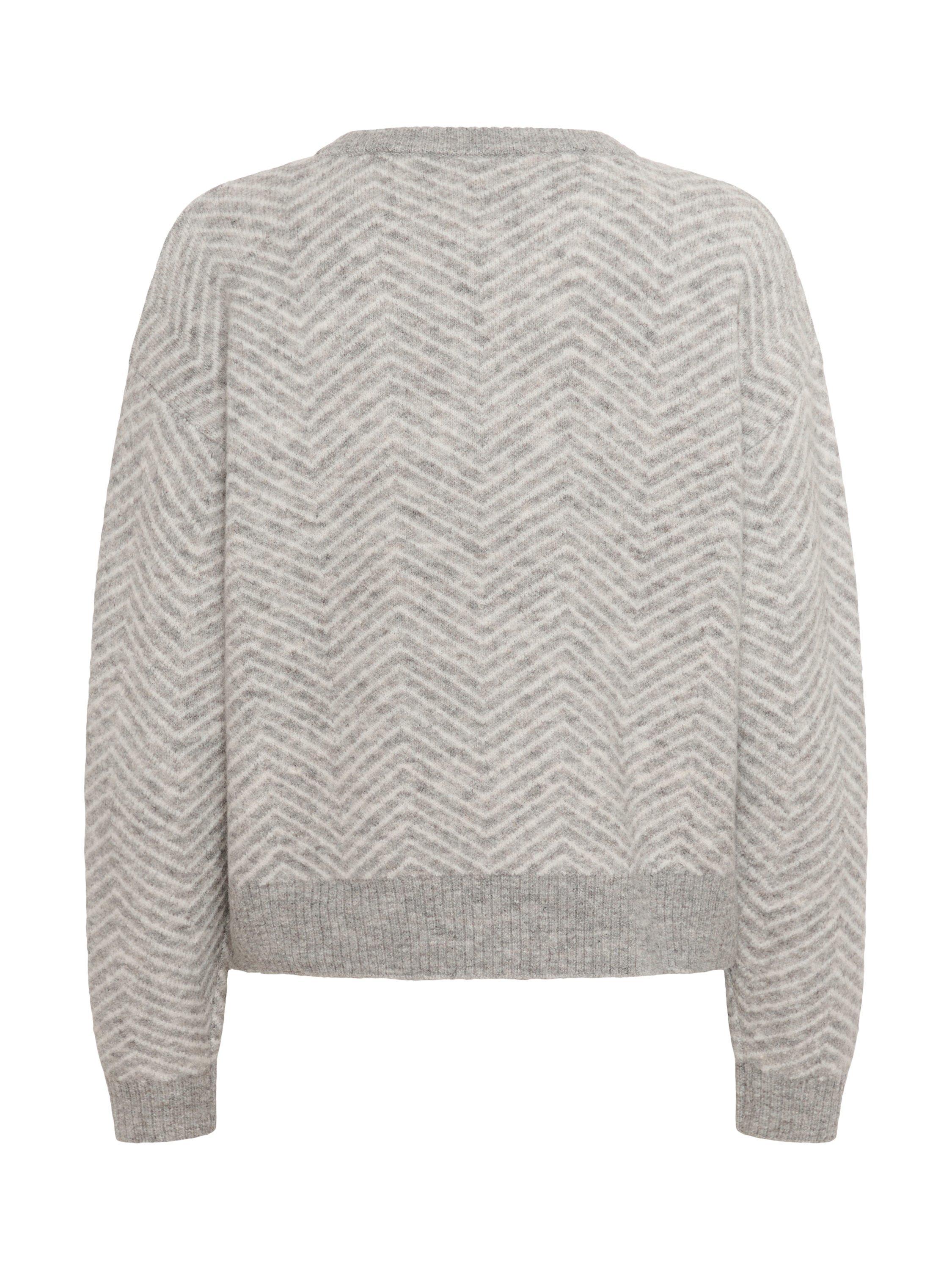 Product image 6 of 6, which shows KAFFE Bitzy Chevron Stripe Jumper, Grey/Chalk, XS