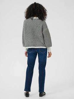 KAFFE Ellery Wool Blend Stripe Crew Neck Jumper - view 2, Light Grey/Black