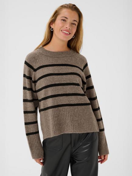 KAFFE Erin Stripe Jumper, Morel Melange/Black