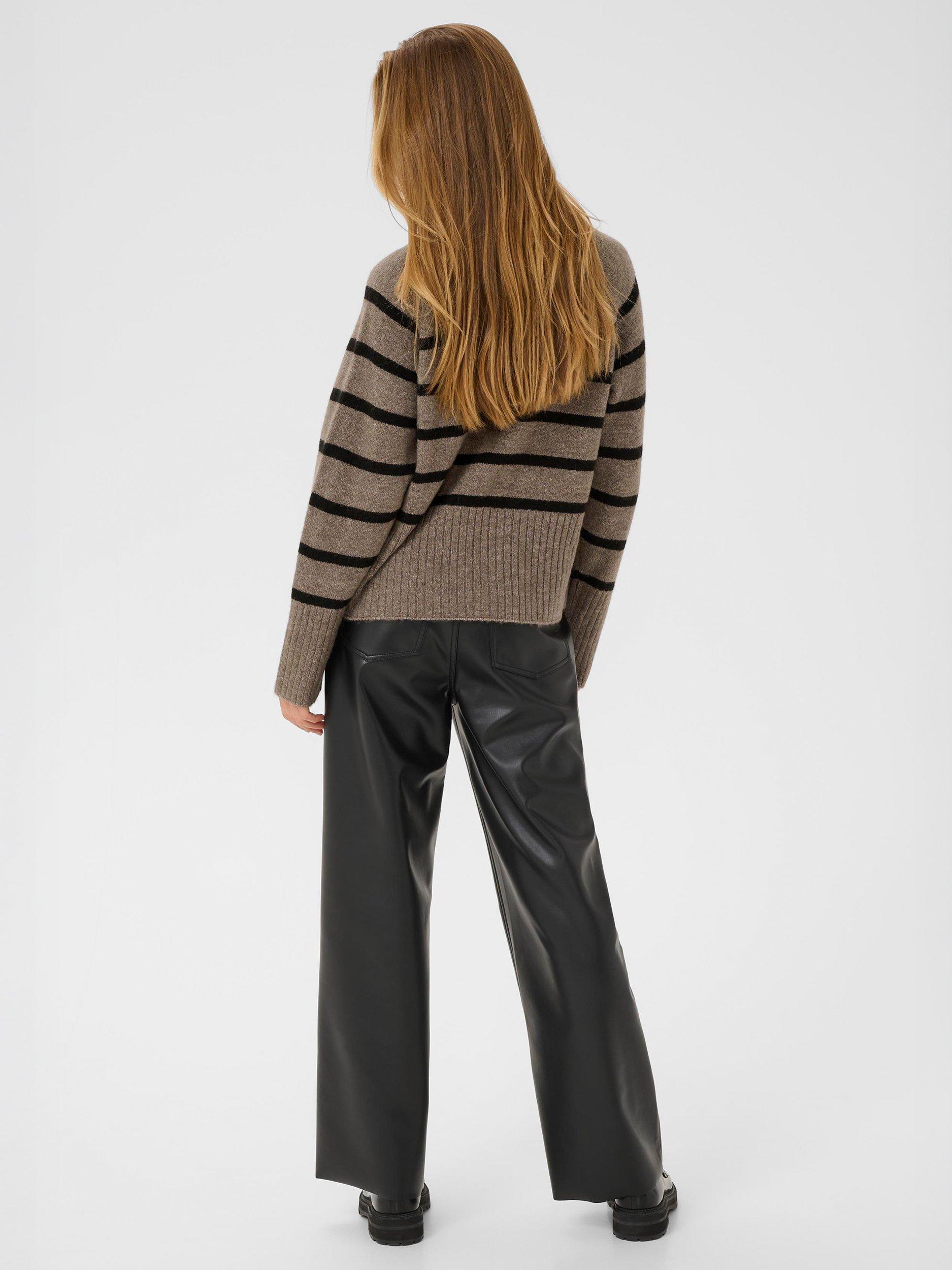 Product image 2 of 6, which shows KAFFE Erin Stripe Jumper, Morel Melange/Black, XS