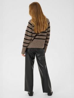 KAFFE Erin Stripe Jumper - view 2, Morel Melange/Black