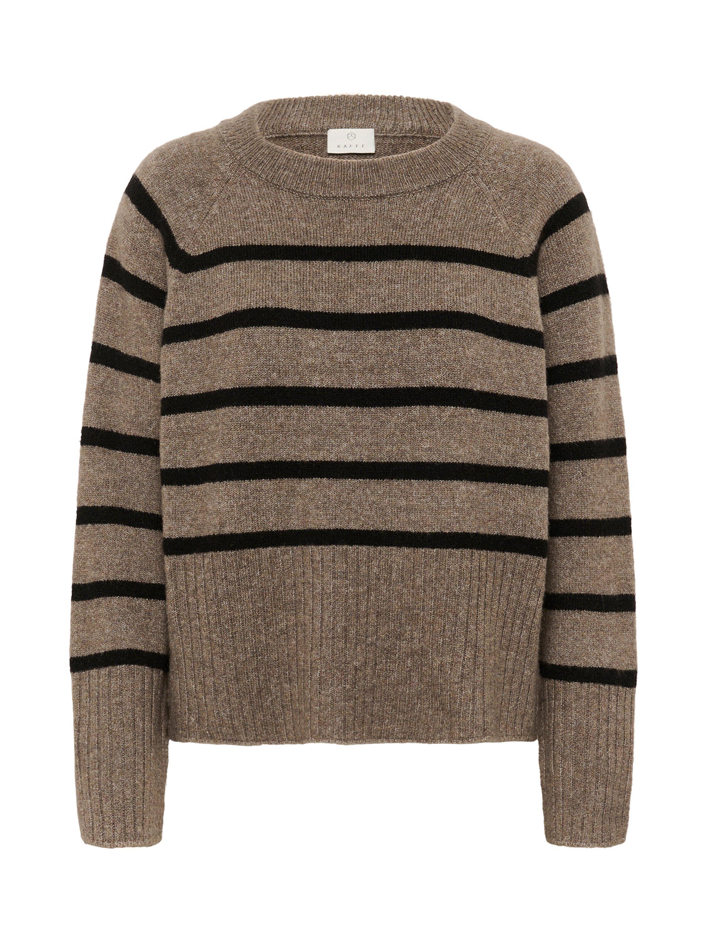 Product image 5 of 6, which shows KAFFE Erin Stripe Jumper, Morel Melange/Black, XS