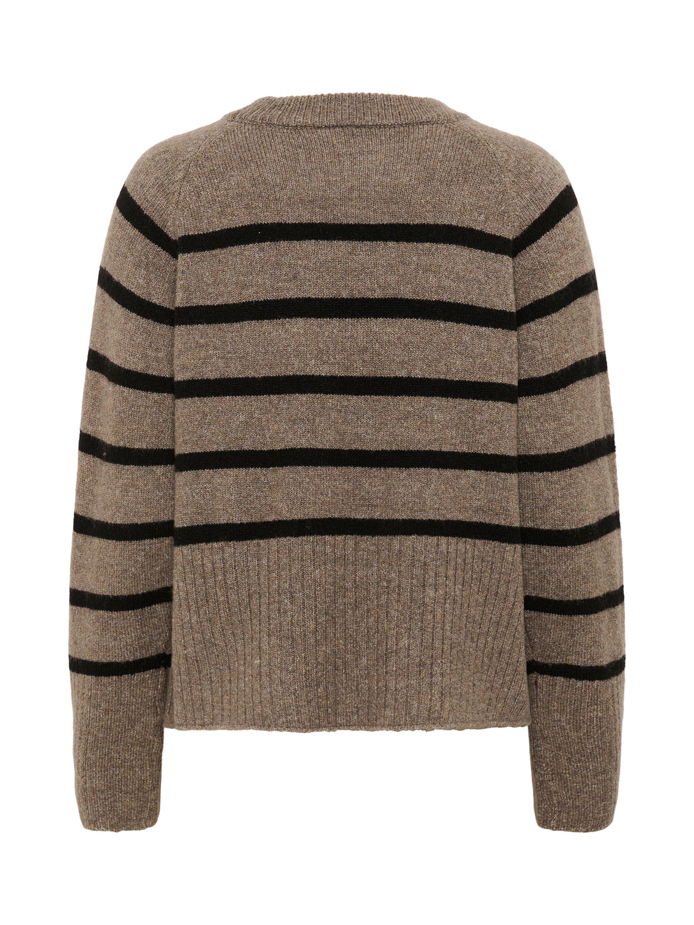 Product image 6 of 6, which shows KAFFE Erin Stripe Jumper, Morel Melange/Black, XS