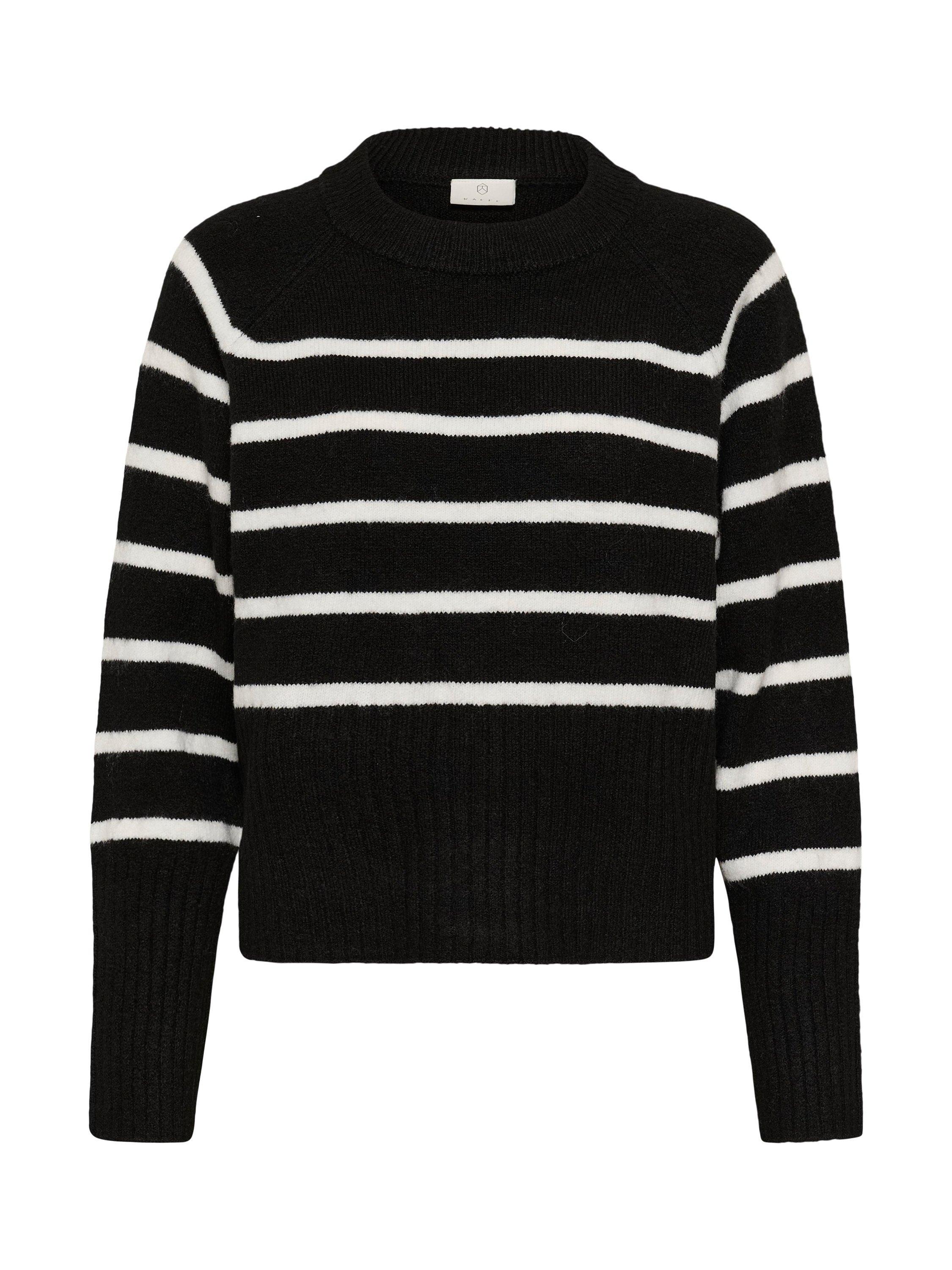 Product image 5 of 6, which shows KAFFE Erin Stripe Jumper, Black/Chalk, XS