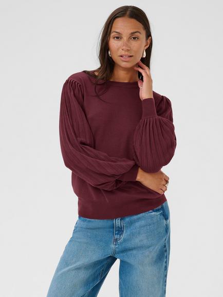 KAFFE Lone Crew Neck Knit Jumper, Windsor Wine
