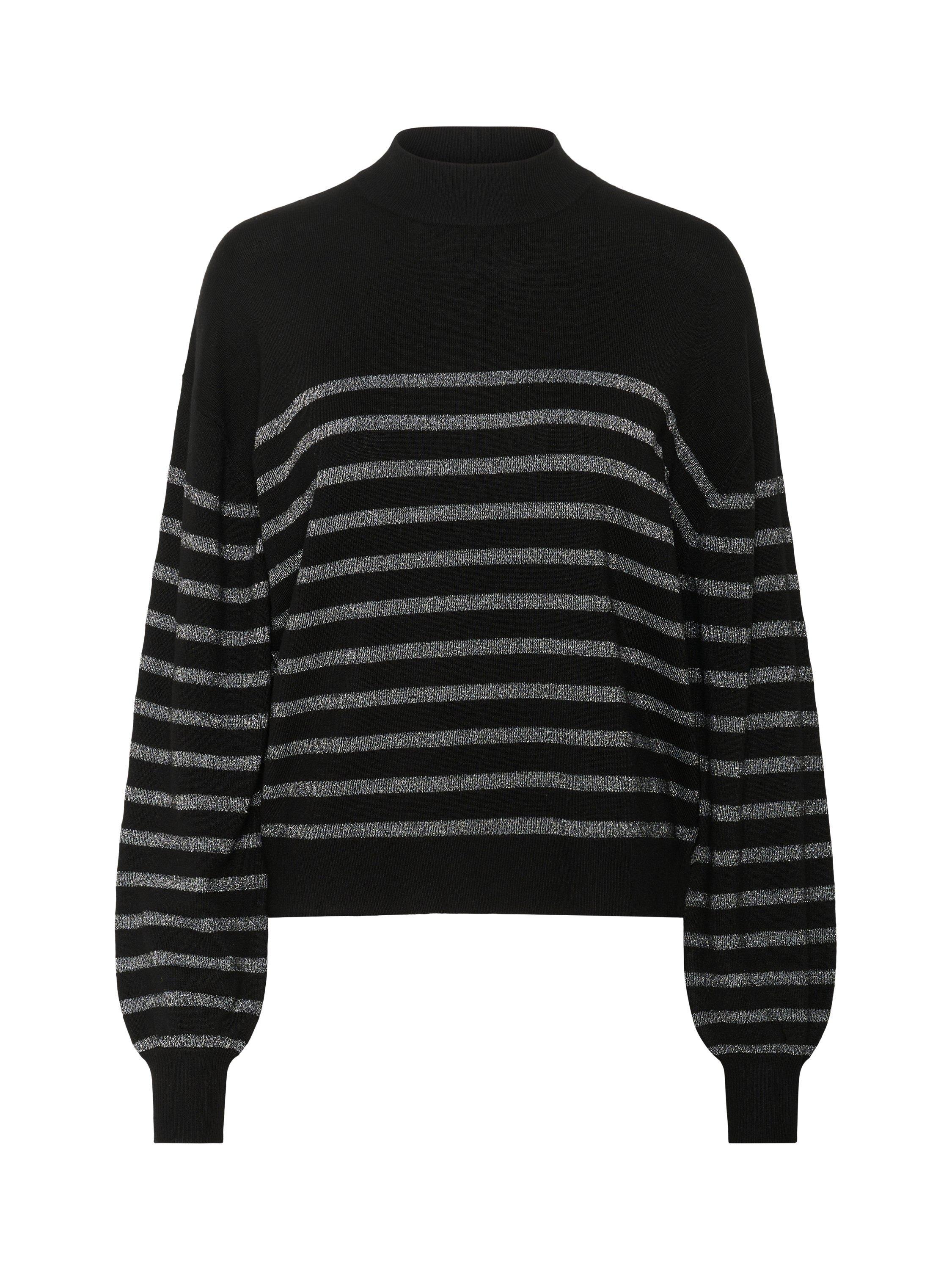 Product image 5 of 6, which shows KAFFE Lizz Stripe High Neck Jumper, Black/Silver, M