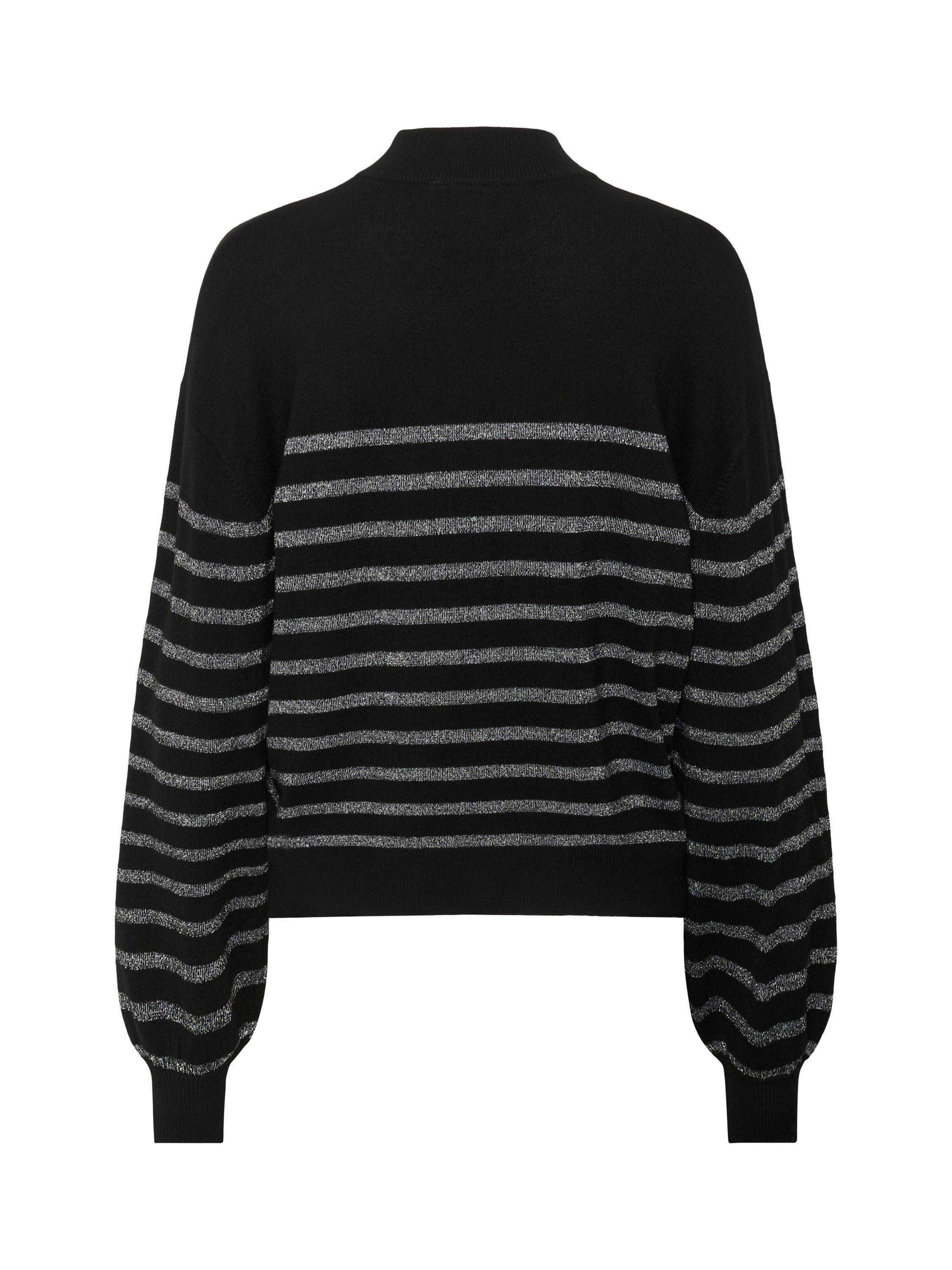 Product image 6 of 6, which shows KAFFE Lizz Stripe High Neck Jumper, Black/Silver, M