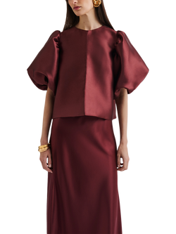 Malina Cleo Puff Sleeve Top, Wine, Wine