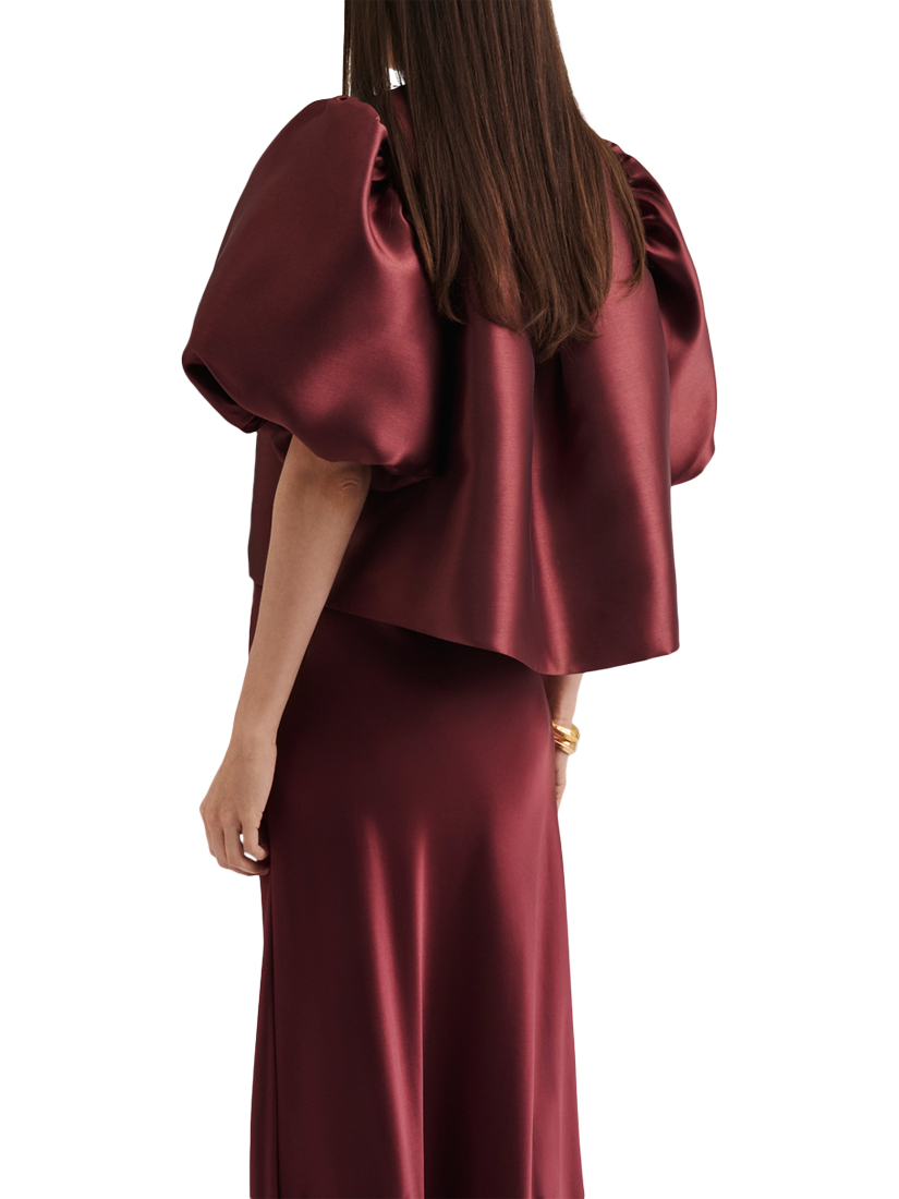 Product image 2 of 5, which shows Malina Cleo Puff Sleeve Top, Wine, XS