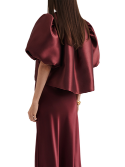 Malina Cleo Puff Sleeve Top, Wine - view 2, Wine