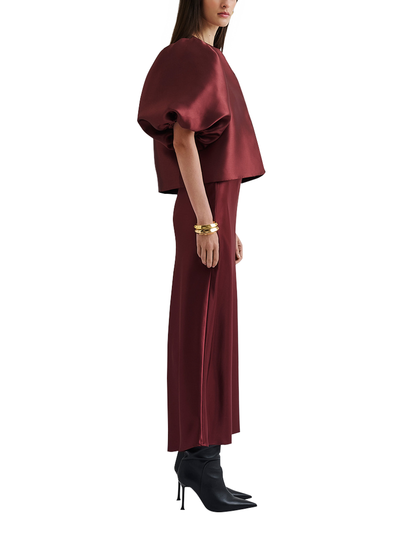 Product image 3 of 5, which shows Malina Cleo Puff Sleeve Top, Wine, XS