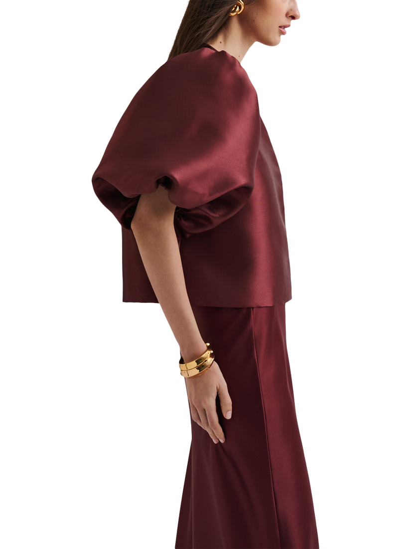 Product image 4 of 5, which shows Malina Cleo Puff Sleeve Top, Wine, XS