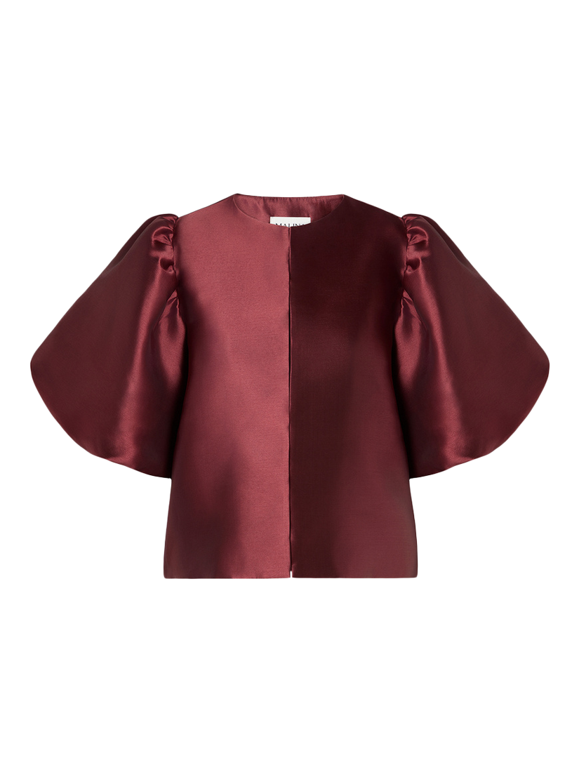 Product image 5 of 5, which shows Malina Cleo Puff Sleeve Top, Wine, XS