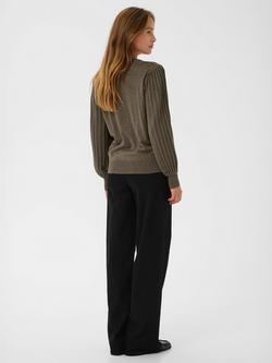 KAFFE Lone Crew Neck Long Sleeve Knit Pullover - view 2, Morel Melange