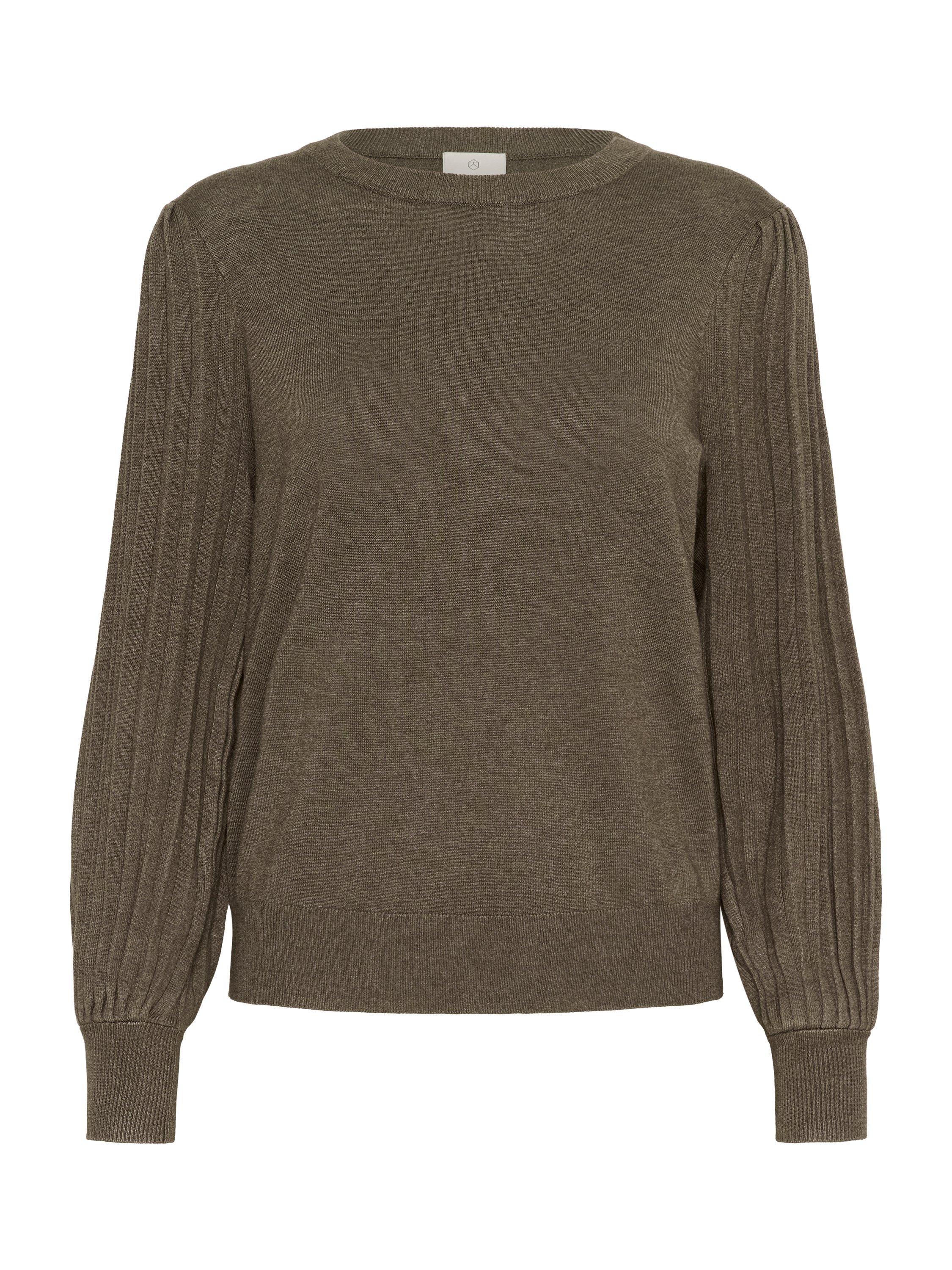 Product image 5 of 6, which shows KAFFE Lone Crew Neck Long Sleeve Knit Pullover , Morel Melange, XS