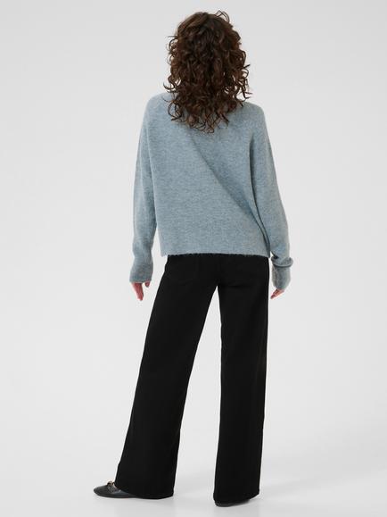 KAFFE Niel Wool Blend V Neck Jumper - view 2, Windward Blue Melange