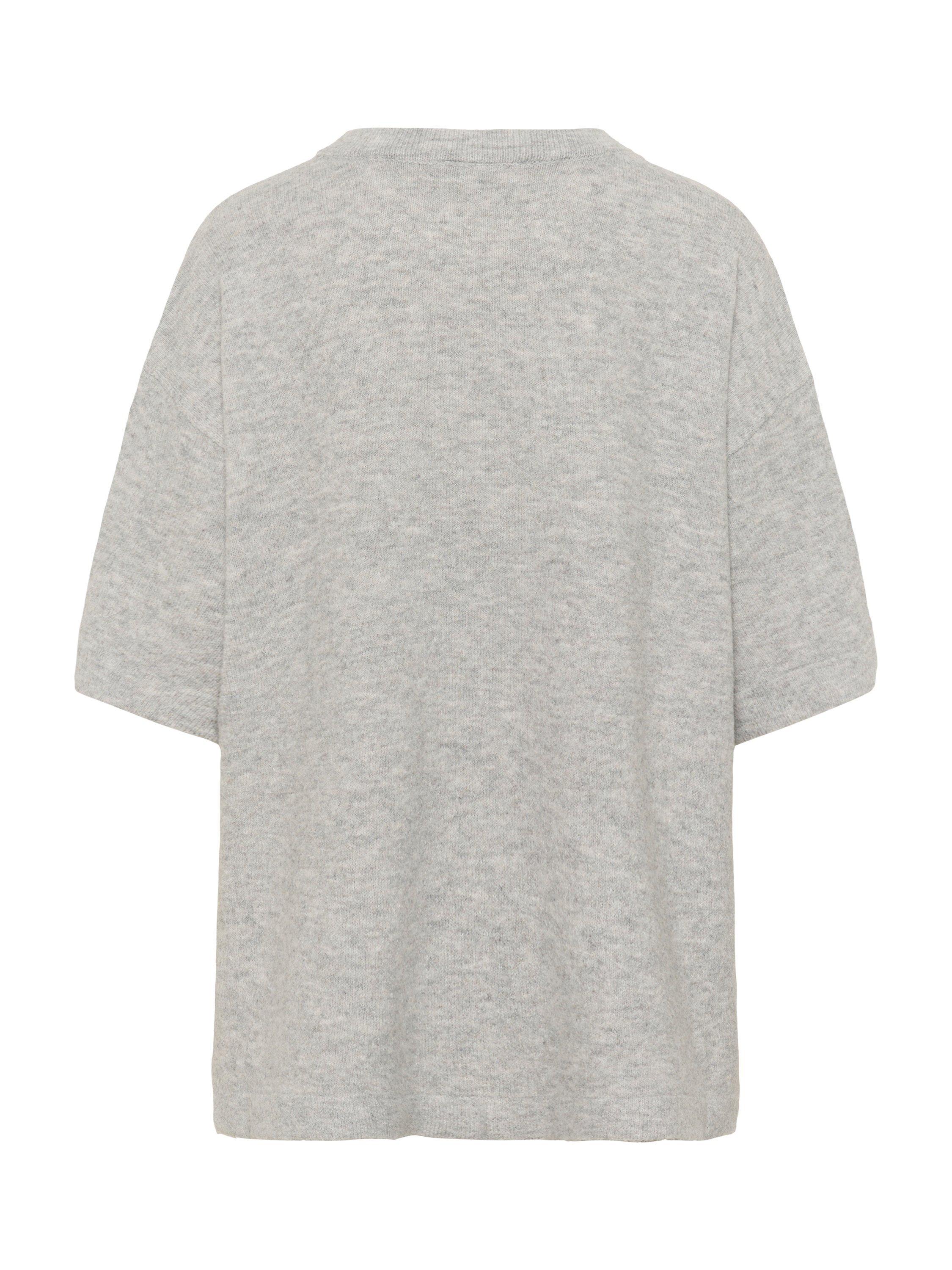 Product image 6 of 6, which shows KAFFE Niel Wool Blend Three Quarter Sleeves Crew Neck Jumper, Light Grey Melange, XS