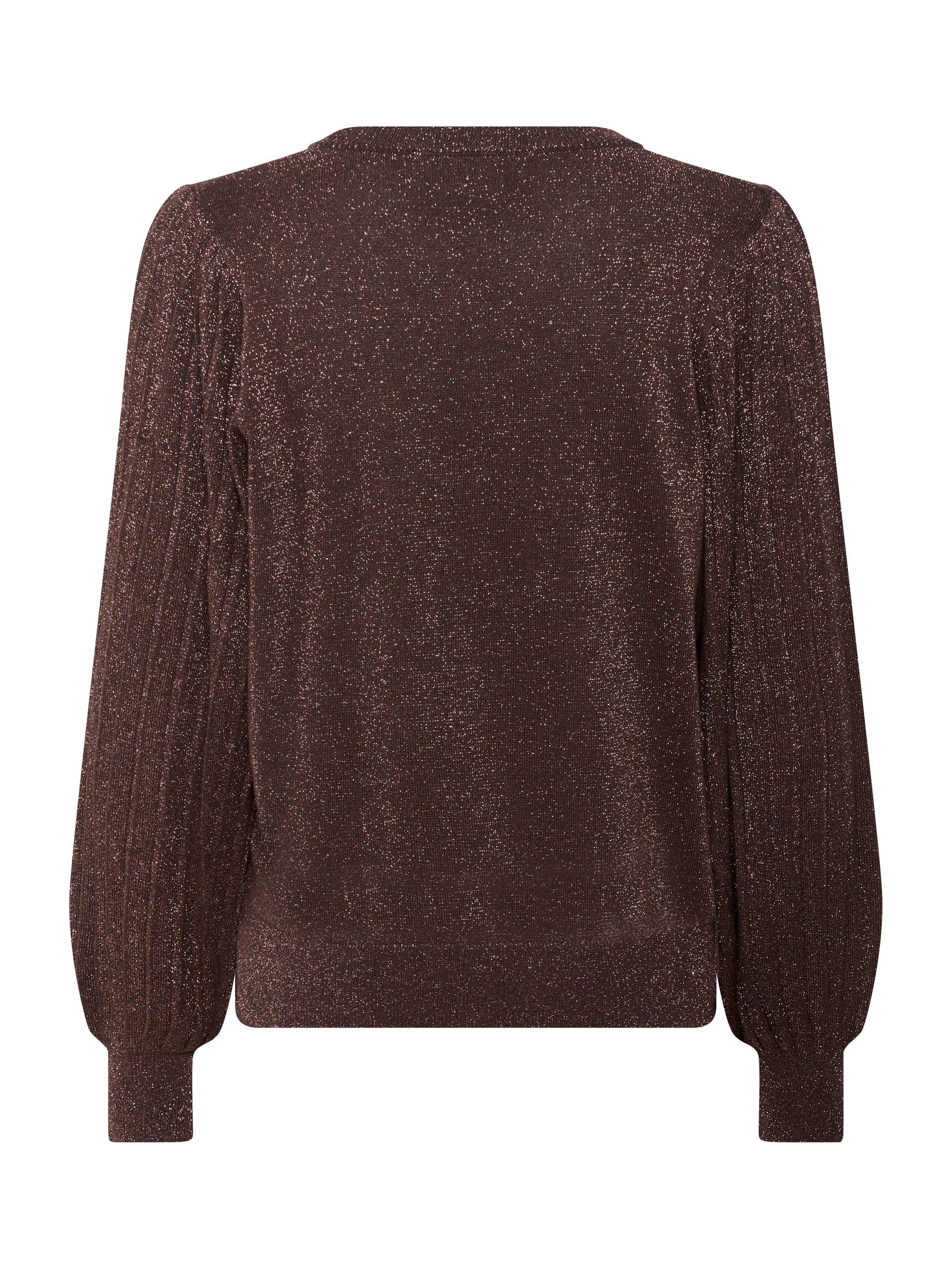 Product image 5 of 5, which shows KAFFE Regina Metallic Puff Sleeve Crew Neck Jumper, Dark Coffee, XS