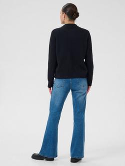 KAFFE KAroxy Embellished Trim High Neck Jumper, Deep Black - view 2, Deep Black