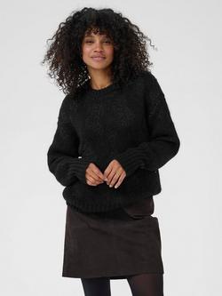 KAFFE Sandra Jacquard Jumper, Black/Silver, Black/Silver