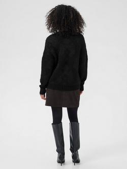 KAFFE Sandra Jacquard Jumper, Black/Silver - view 2, Black/Silver