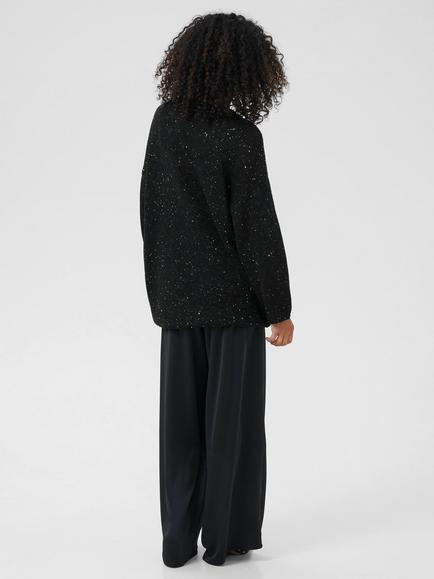 KAFFE Shina Metallic V Neck Jumper - view 2, Black