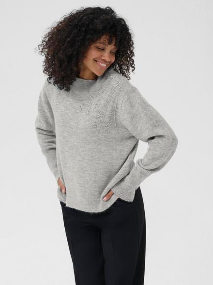 KAFFE Stary High Neck Jumper, Light Grey, Light Grey