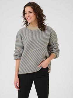 KAFFE KAverana Striped Jumper, Feather Grey/Beige, Feather Grey/Beige